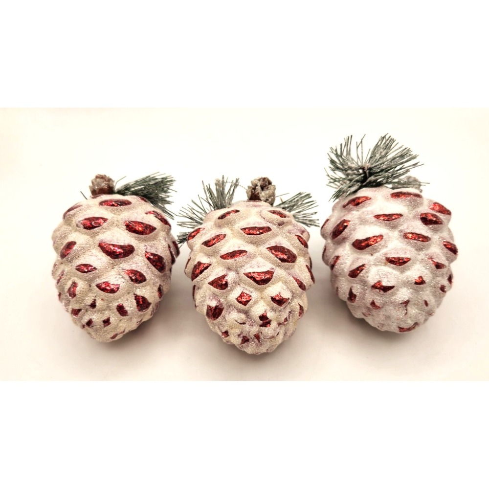 Lenox Snow Capped Pine Cone Christmas Ornaments Set of 3 Retired